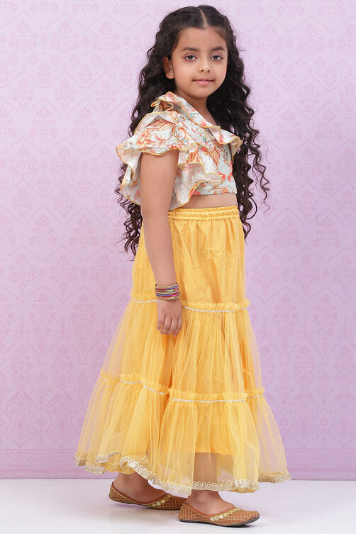 Yellow Art Silk Flared Lehenga image number 5