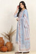 Sky Blue Linen Blend Unstitched Suit Set image number 4