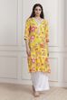 Yellow Floral Printed Straight Kurta image number 6