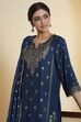 Blue Viscose Blend Straight Suit Set image number 1