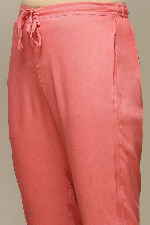 Plum Rayon Straight Kurta Pants 2 Piece Set image number 2