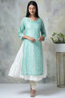 Mint Poly Cotton Double Layered Printed Kurta image number 0