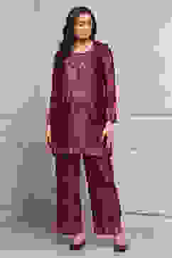 Rust Polyester Printed Kurta Pants Set image number 6