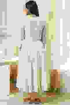 Off-White Cotton Embroidered Gathered Suit Set image number 4