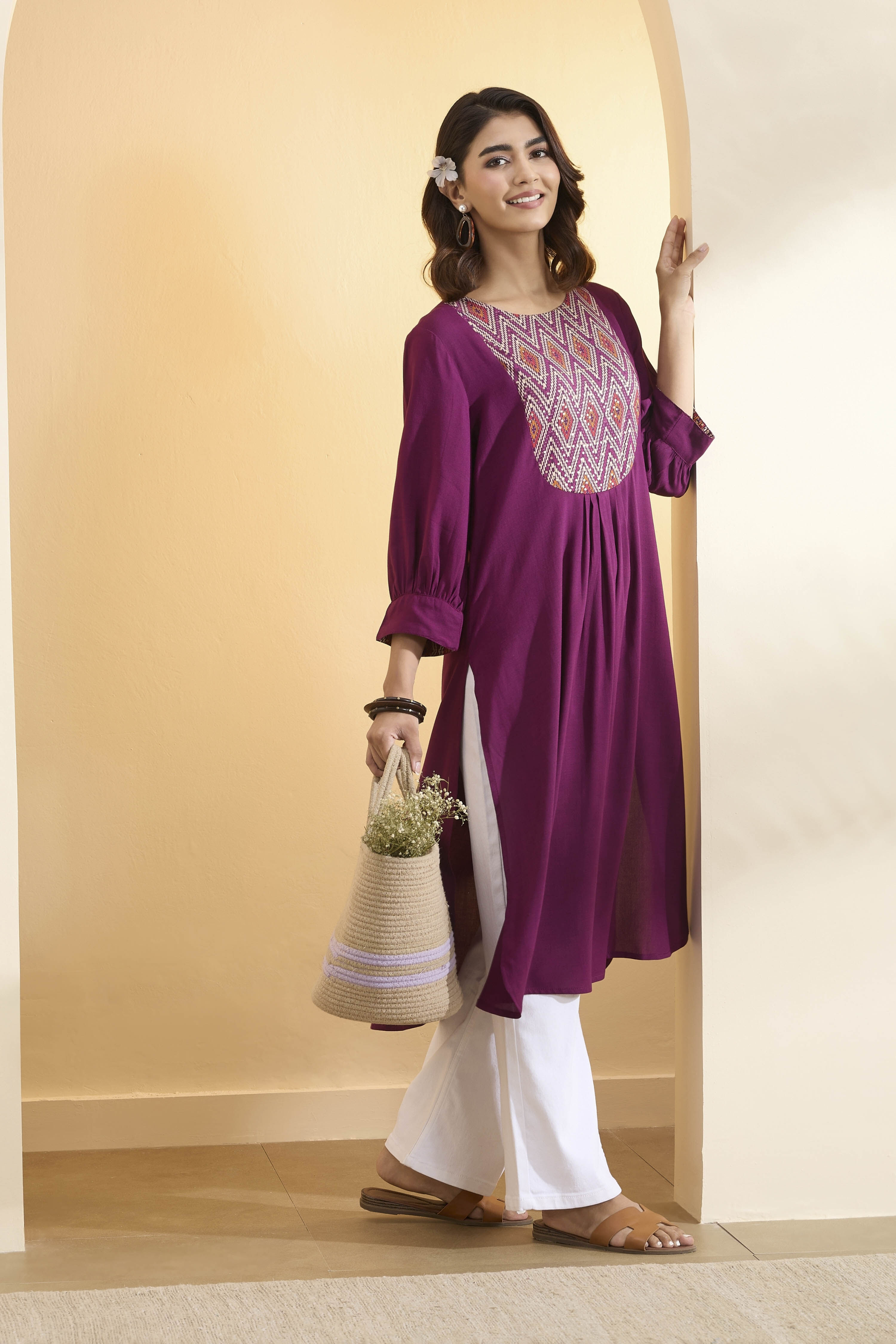 Mustard Viscose Rayon Straight Kurta image number 0