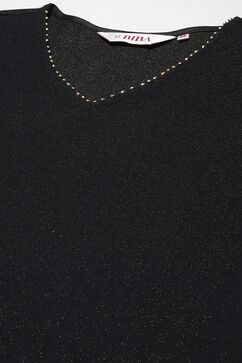 Black Acrylic Straight Kurta Pant Suit Set image number 1