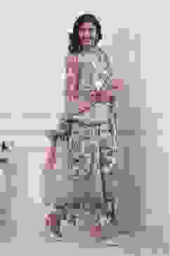 Grey-Red Cotton Anarkali Printed Suit Set image number 5