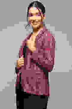 Maroon Poly Spandex Printed Jacket image number 2