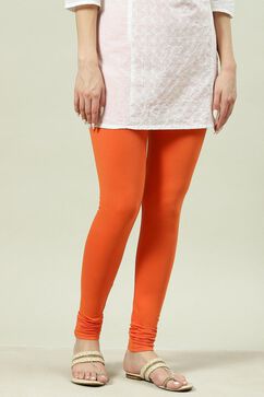 Orange Cotton Lycra Churidar image number 2