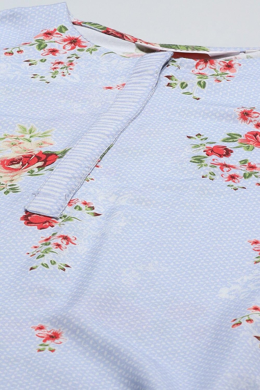 Yellow Printed Viscose A-Line Kurta Slim Pants Suit Set image number 1