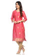 Coral Poly Metallic Cotton Straight Printed Kurta image number 3