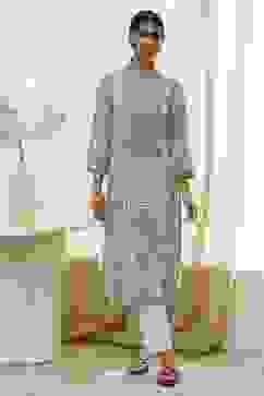 Teal Printed Straight Kurta image number 0