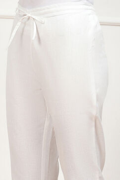 White Cotton Solid Regular Pants image number 1