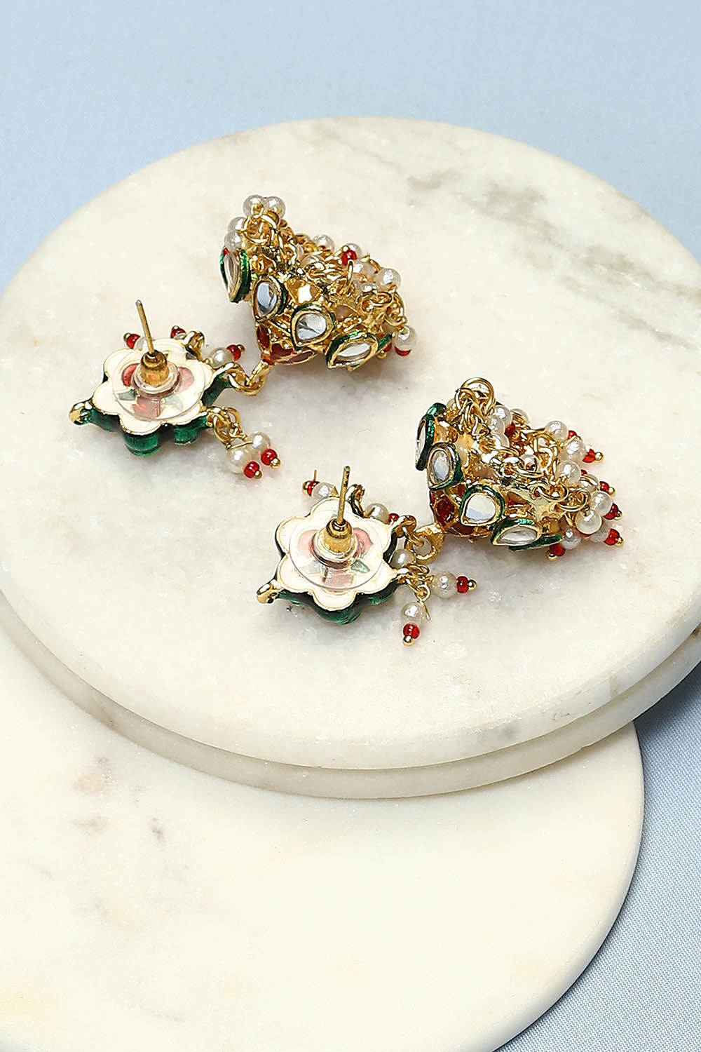 Yellow & Green Brass Earrings image number 2