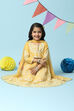 Yellow Cotton Blend Kalidar Kurta Straight Palazzo Suit Set image number 7