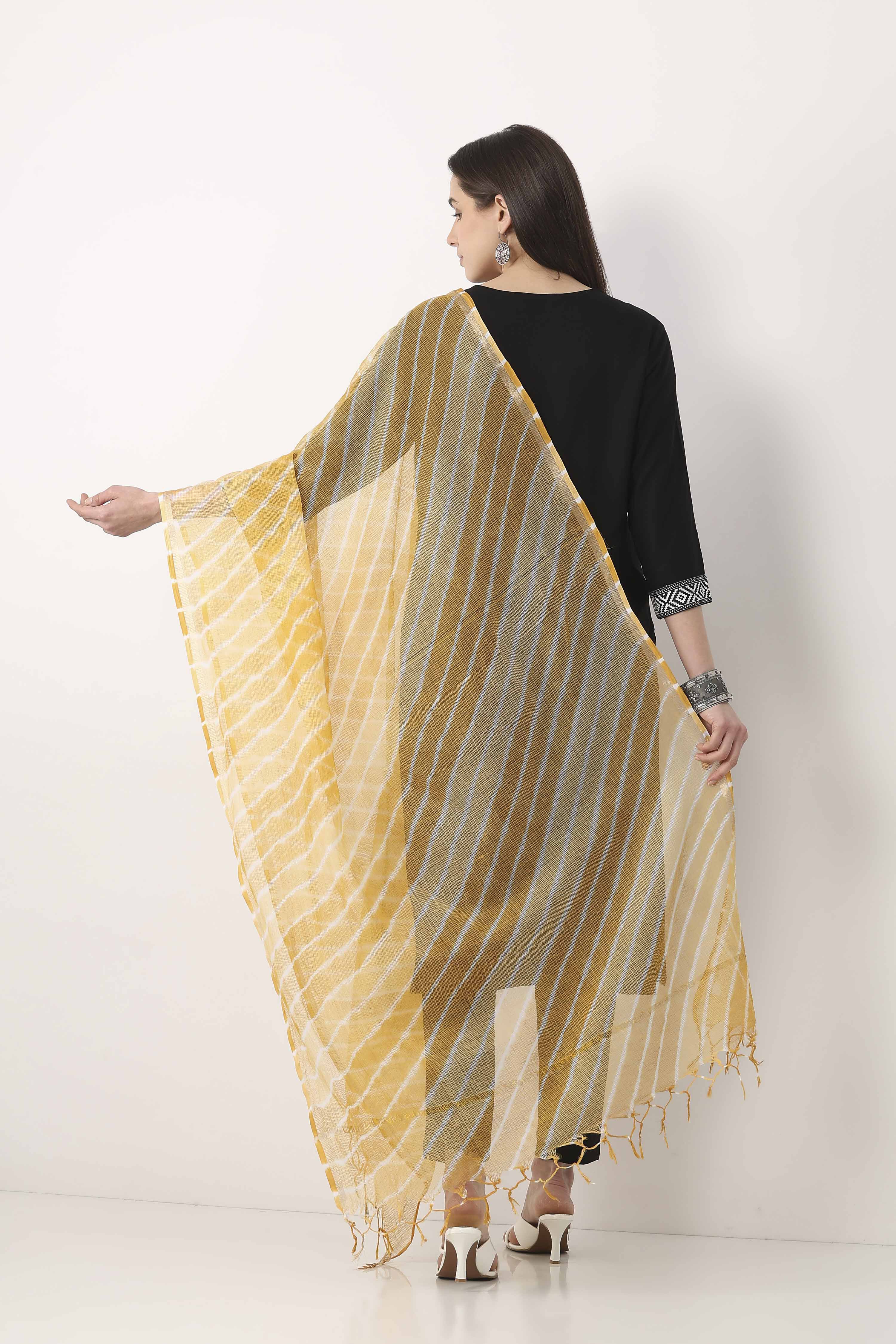 Yellow Cotton Dupatta image number 2