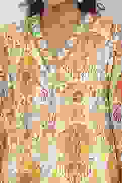 Off-White and Yellow Cotton Printed Straight Kurta image number 1