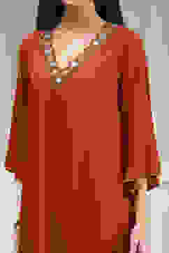 Burnt Orange Solid Relaxed Straight Suit Set image number 1