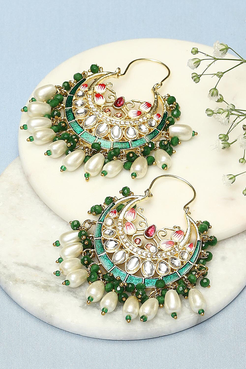 Green Brass Earrings image number 0