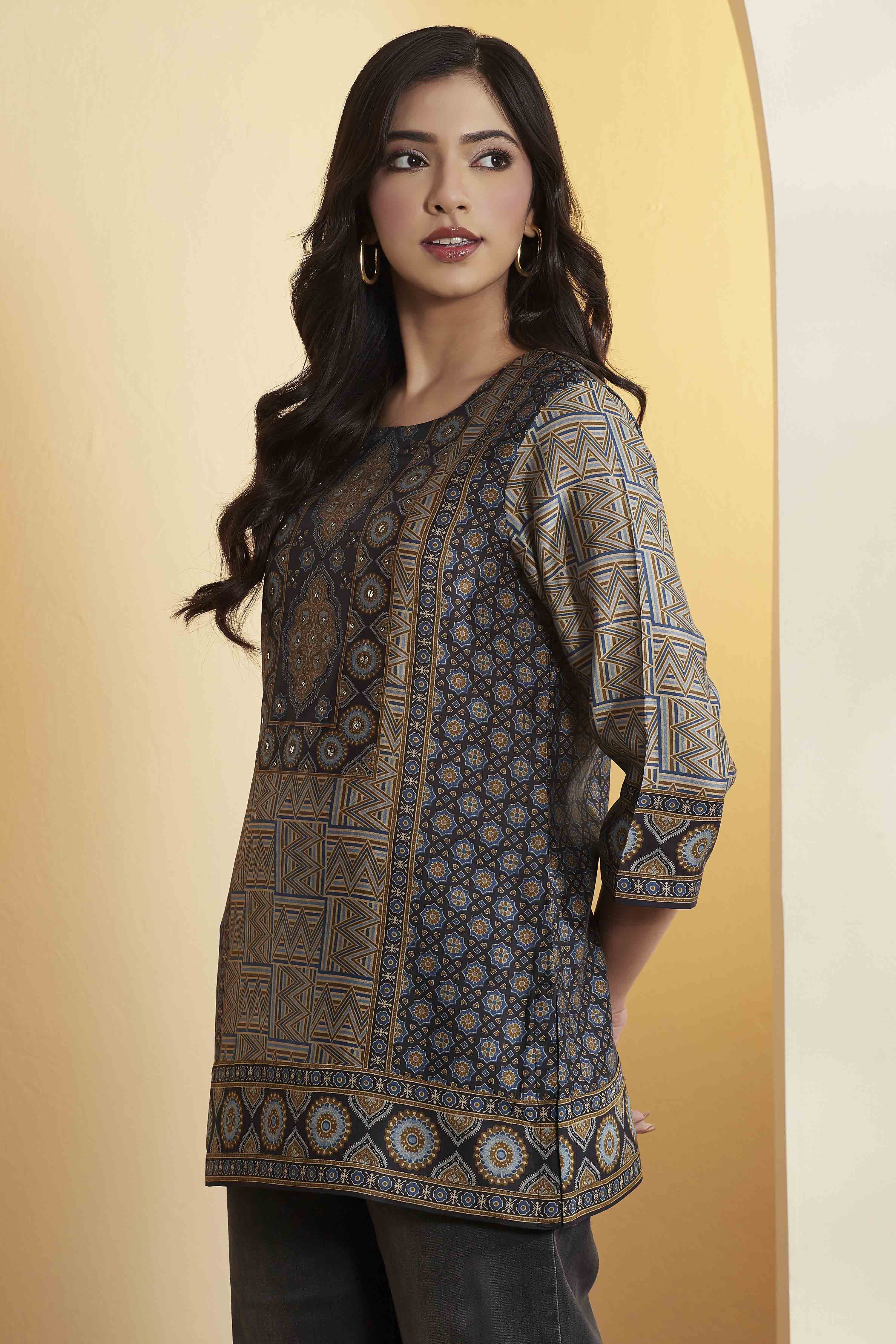 Blue Viscose Blend Straight Kurta image number 2