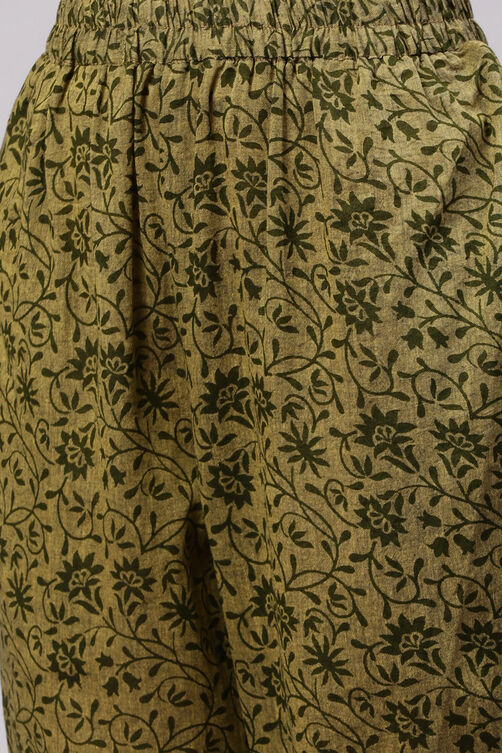 Olive Cotton Woven Unstitched Suit Set image number 2