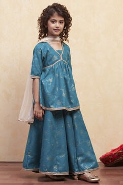 Green Polyester Peplum Lehenga Set image number 5