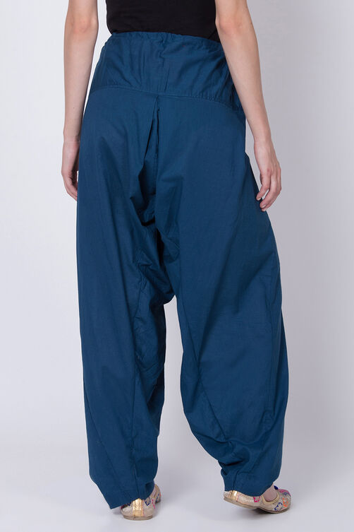 Navy Blue Cotton Solid Salwar image number 3