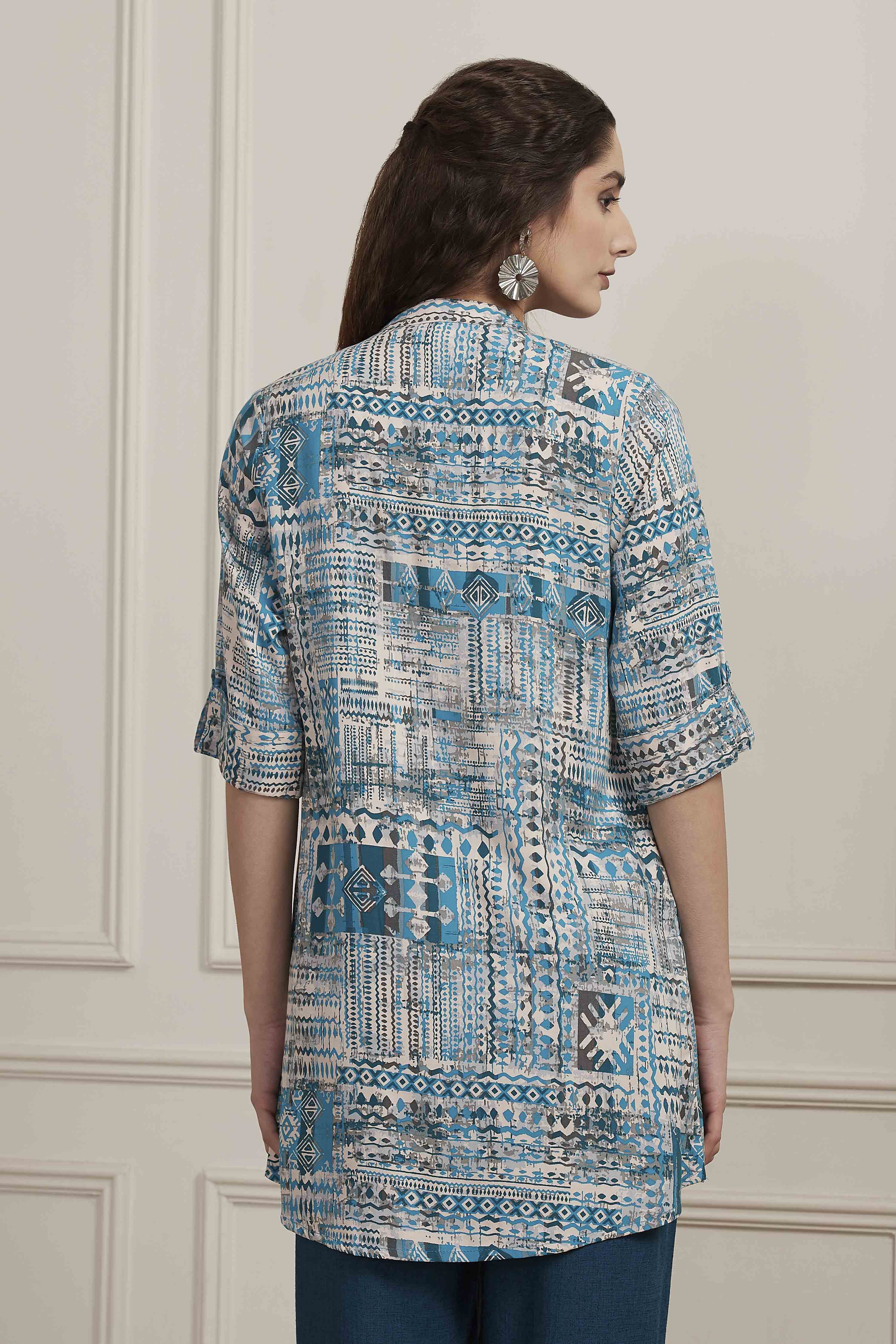 Teal Viscose Rayon Straight Kurta image number 3