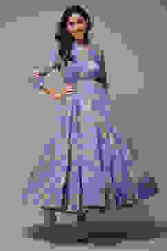 Lilac Cotton Tiered Printed Dress image number 0