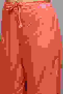 Coral Cotton Straight Kurta Palazzo Suit Set image number 2