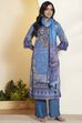 Blue Cotton Printed Straight Kurta Set image number 7