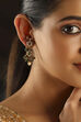 Gold Plated Brass Stone Studded Drop Earrings image number 1