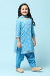 Blue Cotton Straight Printed Kurta Patiyala Salwar Suit Set image number 6