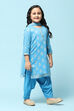 Blue Cotton Straight Printed Kurta Patiyala Salwar Suit Set
