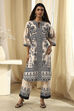Beige and Brown Pure Cotton Printed Kurta Set image number 6