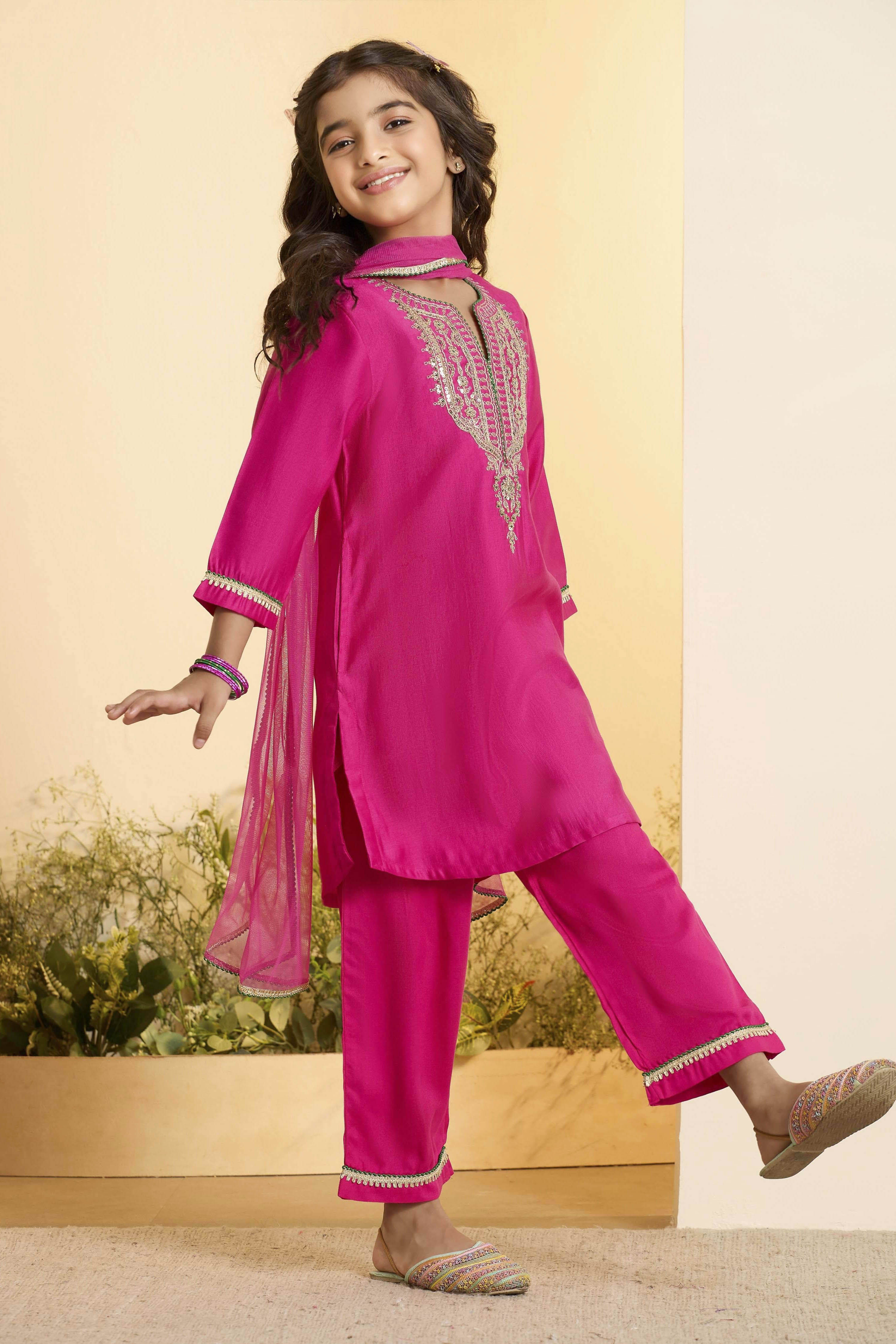 Pink Yoke Design A-Line Kurta Set image number 5