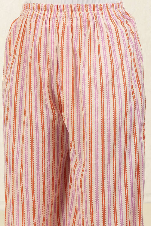 Pink Cotton Printed Unstitched Suit Set image number 3
