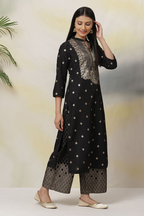 Buy Black Art Silk Straight Printed Kurta () for INR999.50 | Biba India