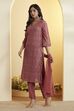 Dusty Rose Printed Straight Kurta Set image number 3