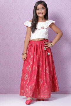 Berry Red Viscose Lehenga Set image number 0