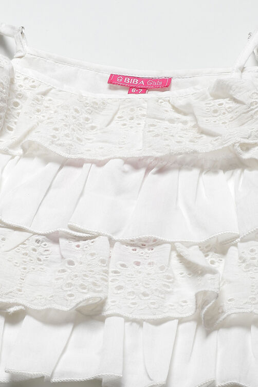 White Cotton Flared Top image number 1