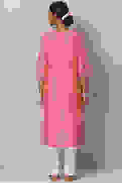 Fuchsia Straight Nylon Viscose Kurta image number 4