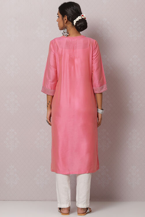 Yellow Straight Nylon Viscose Kurta image number 4