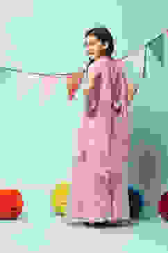 Pink Cotton Blend Short Top Lehenga Set image number 4