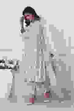 Cream-Colored Cotton Printed Straight Suit Set image number 3