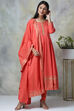 Green Cotton Kalidar Kurta Churidar Suit Set image number 6