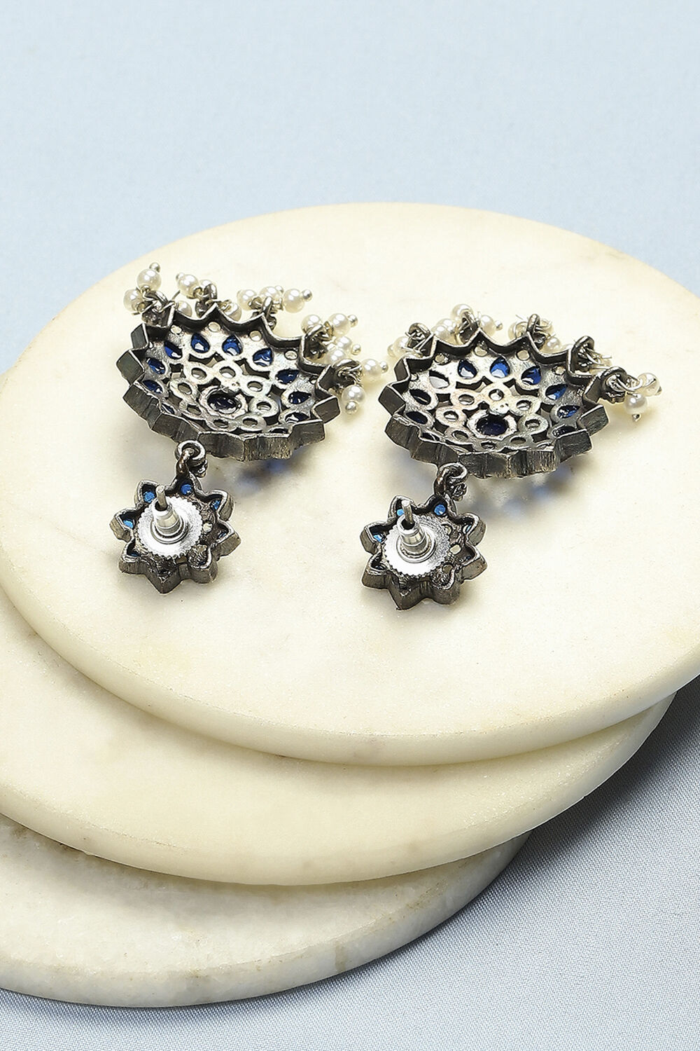 Navy-White Brass Drop & Danglers image number 2