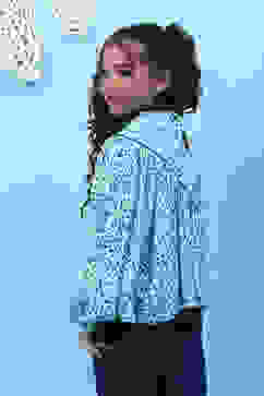 Blue Viscose Printed Short Top image number 4