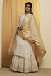Beige Tasseled Woven Design Dupatta image number 2