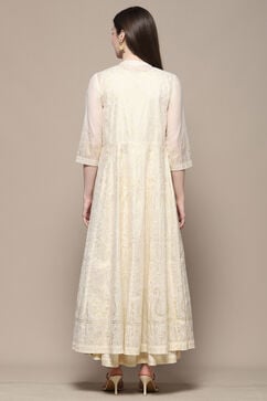 White Polyester Blend Straight Dress image number 3
